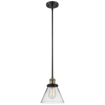 Innovations Lighting Franklin Cone 8" Black Brass Stemmed Mini Pendant W/ Clear Shade