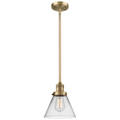 Innovations Lighting Franklin Cone 8" Brushed Brass Stemmed Mini Pendant W/ Clear Shade