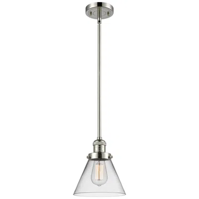 Innovations Lighting Franklin Cone 8" Polished Nickel Stemmed Mini Pendant W/ Clear Shade