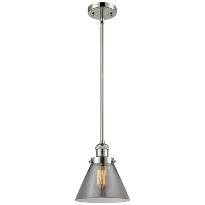 Innovations Lighting Franklin Cone 8" Polished Nickel Stemmed Mini Pendant W/ Smoke Shade