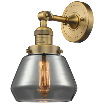 Innovations Lighting Franklin Fulton 11" High Brushed Brass Sconce W/ Plated Smoke Shade