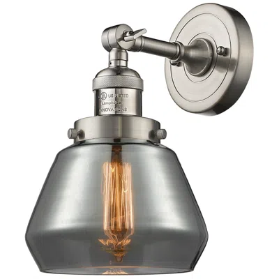 Innovations Lighting Franklin Fulton 11" High Brushed Satin Nickel Sconce W/ Plated Smoke S