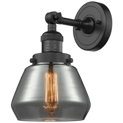 Innovations Lighting Franklin Fulton 11" High Matte Black Sconce W/ Plated Smoke Shade
