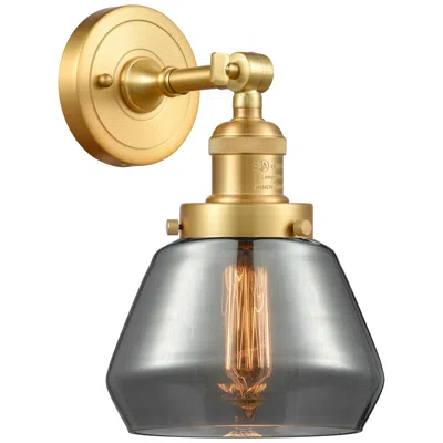 Innovations Lighting Franklin Fulton 11" High Satin Gold Sconce W/ Plated Smoke Shade