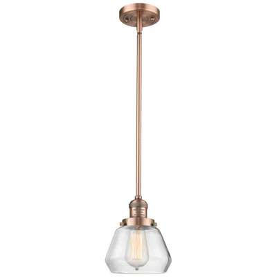 Innovations Lighting Franklin Fulton 7" Wide Copper Stem Hung Mini Pendant W/ Clear Shade