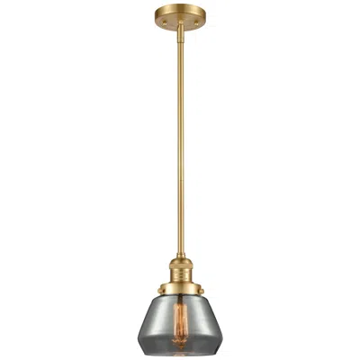 Innovations Lighting Franklin Fulton 7" Wide Gold Stem Hung Mini Pendant W/ Plated Smoke Sh