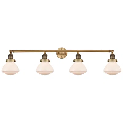 Innovations Lighting Franklin Olean 42.75"w 4 Light Brushed Brass Bath Light W/ White Shade In Gold