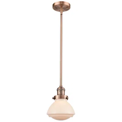 Innovations Lighting Franklin Olean 6.75" Wide Copper Stem Hung Mini Pendant W/ White Shade