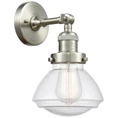 Innovations Lighting Franklin Olean 7.75" High Brushed Satin Nickel Sconce W/ Seedy Shade