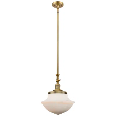 Innovations Lighting Franklin Oxford 11.75"w Brushed Brass Stem Hung Mini Pendant W/ White
