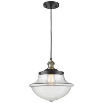 Innovations Lighting Franklin Oxford 12" Black Brass Corded Mini Pendant W/ Clear Shade