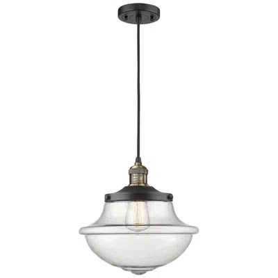 Innovations Lighting Franklin Oxford 12" Black Brass Corded Mini Pendant W/ Seedy Shade