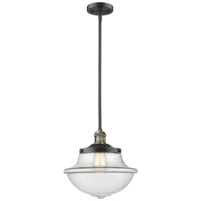 Innovations Lighting Franklin Oxford 12" Black Brass Stemmed Mini Pendant W/ Clear Shade