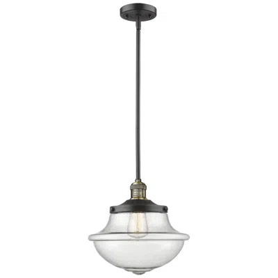 Innovations Lighting Franklin Oxford 12" Black Brass Stemmed Mini Pendant W/ Seedy Shade