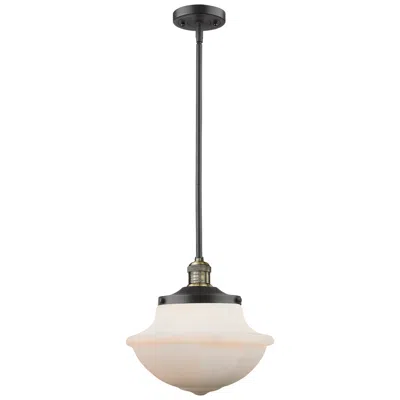 Innovations Lighting Franklin Oxford 12" Black Brass Stemmed Mini Pendant W/ White Shade