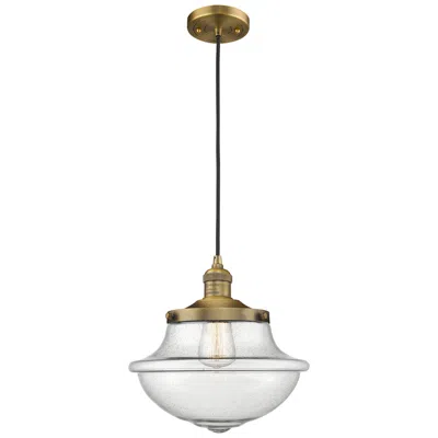 Innovations Lighting Franklin Oxford 12" Brushed Brass Corded Mini Pendant W/ Seedy Shade In Gold