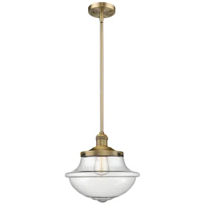 Innovations Lighting Franklin Oxford 12" Brushed Brass Stemmed Mini Pendant W/ Seedy Shade In Gold