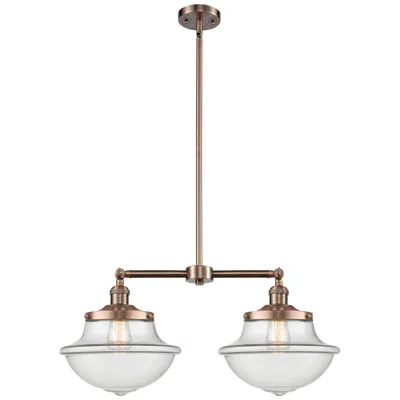 Innovations Lighting Franklin Oxford 25" Wide 2 Light Copper Island Light W/ Clear Shade