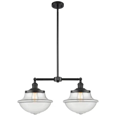 Innovations Lighting Franklin Oxford 25" Wide 2 Light Matte Black Island Light W/ Clear Sha