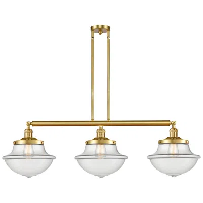 Innovations Lighting Franklin Oxford 42" Wide 3 Light Satin Gold Island Light W/ Clear Shad