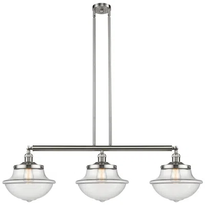 Innovations Lighting Franklin Oxford 42"w 3 Light Brushed Nickel Island Light W/ Clear Shad