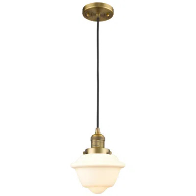 Innovations Lighting Franklin Oxford 8" Brushed Brass Corded Mini Pendant W/ White Shade