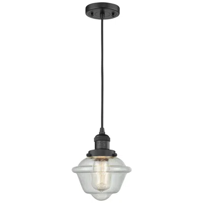 Innovations Lighting Franklin Oxford 8" Matte Black Corded Mini Pendant W/ Seedy Shade