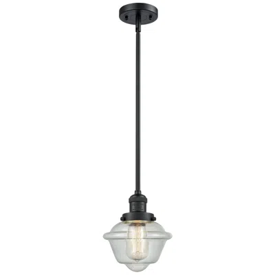 Innovations Lighting Franklin Oxford 8" Matte Black Stemmed Mini Pendant W/ Seedy Shade