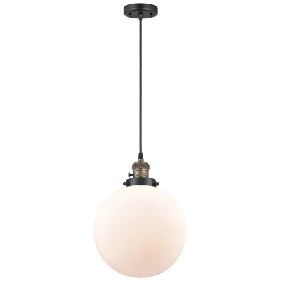 Innovations Lighting Franklin Restoration Beacon 10" Mini Pendant - Black Brass - Matte Whi