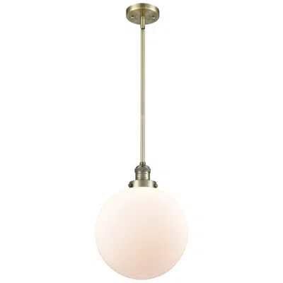 Innovations Lighting Franklin Restoration Beacon 12" Brass Stemmed Mini Pendant W/ White Sh
