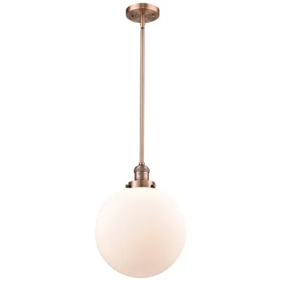 Innovations Lighting Franklin Restoration Beacon 12" Copper Stemmed Mini Pendant W/ White S