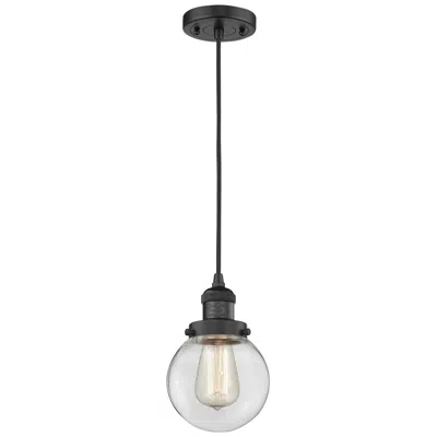 Innovations Lighting Franklin Restoration Beacon 6" Led Mini Pendant - Matte Black - Clear Shade
