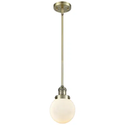 Innovations Lighting Franklin Restoration Beacon 6" Mini Pendant - Antique Brass - Matte Wh