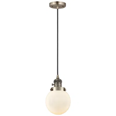Innovations Lighting Franklin Restoration Beacon 6" Mini Pendant - Antique Brass - Matte White