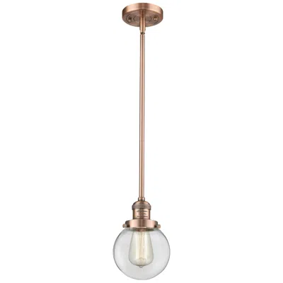 Innovations Lighting Franklin Restoration Beacon 6" Mini Pendant - Antique Copper - Clear