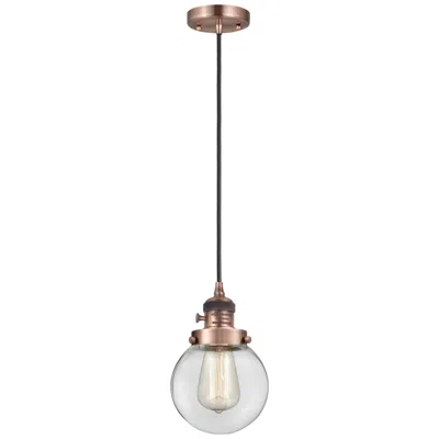 Innovations Lighting Franklin Restoration Beacon 6" Mini Pendant - Antique Copper - Clear S