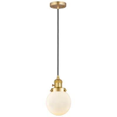 Innovations Lighting Franklin Restoration Beacon 6" Mini Pendant - Satin Gold - Matte White