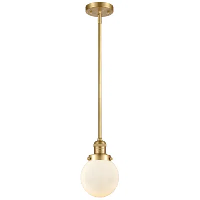Innovations Lighting Franklin Restoration Beacon 6" Mini Pendant - Satin Gold - Matte White