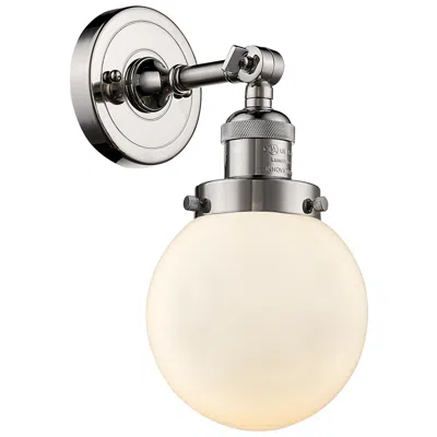 Innovations Lighting Franklin Restoration Beacon 6" Polished Nickel Sconce W/ Matte White S