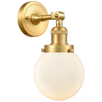 Innovations Lighting Franklin Restoration Beacon 6" Satin Gold Sconce W/ Matte White Shade