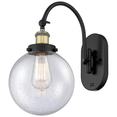Innovations Lighting Franklin Restoration Beacon 8" Led Sconce - Black Brass - Seedy Shade