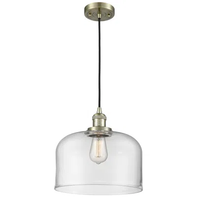 Innovations Lighting Franklin Restoration Bell 12" Brass Corded Mini Pendant W/ Clear Shade