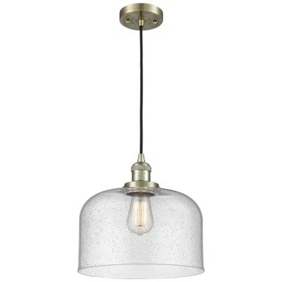 Innovations Lighting Franklin Restoration Bell 12" Brass Corded Mini Pendant W/ Seedy Shade