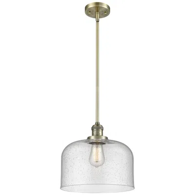 Innovations Lighting Franklin Restoration Bell 12" Brass Stemmed Mini Pendant W/ Seedy Shad
