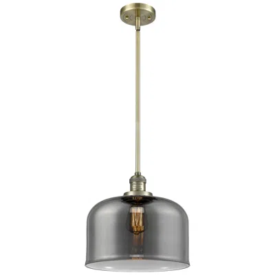 Innovations Lighting Franklin Restoration Bell 12" Brass Stemmed Mini Pendant W/ Smoke Shad