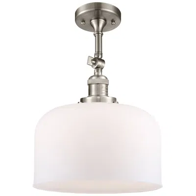 Innovations Lighting Franklin Restoration Bell 12" Brushed Nickel Semi Flush W/ White Shade