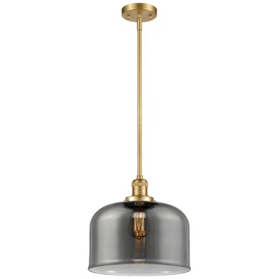 Innovations Lighting Franklin Restoration Bell 12" Gold Stemmed Mini Pendant W/ Smoke Shade