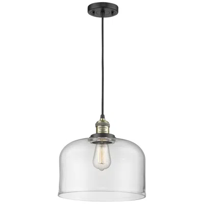 Innovations Lighting Franklin Restoration Bell 12" Led Mini Pendant - Black Brass - Clear