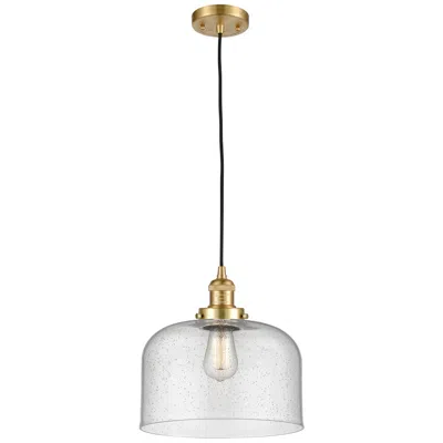 Innovations Lighting Franklin Restoration Bell 12" Led Mini Pendant - Satin Gold - Seedy Shade