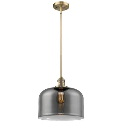 Innovations Lighting Franklin Restoration Bell 12" Mini Pendant - Brushed Brass - Plated Smoke